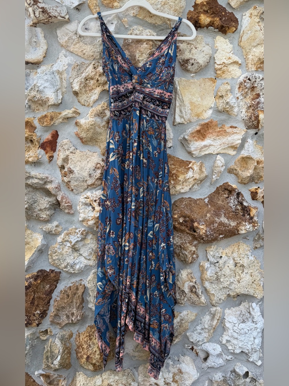 Angie Floral Bohemian Dress asymmetrical knotted front cut out